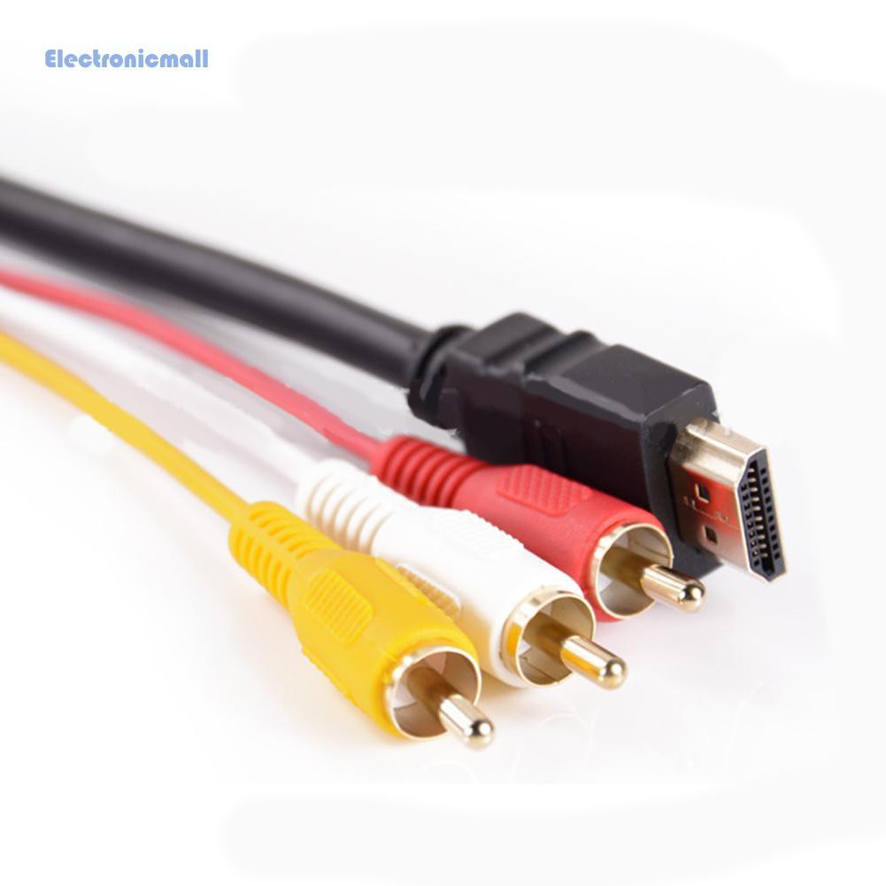 ElectronicMall01 1.5M HD HDMI To 3RCA AV Cable Gold-Plated Audio Cable for TV Set-Box Home Audio