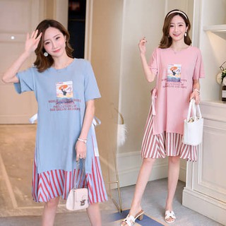Đầm bầu, Váy bầu mang phong cách Hàn Quốc có 2 vạt giả - mã V004