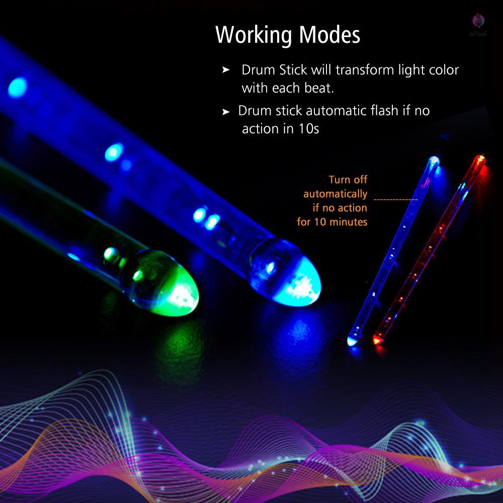 Dùi Trống Jazz Có Đèn LED Nhiều Màu Sắc 15 Màu Sạc USB Có Nút Bật Tắt