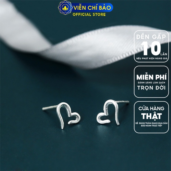 Bông tai bạc nữ Trái tim tình yêu chất liệu bạc 925 thời trang phụ kiện trang sức Viễn Chí Bảo E024