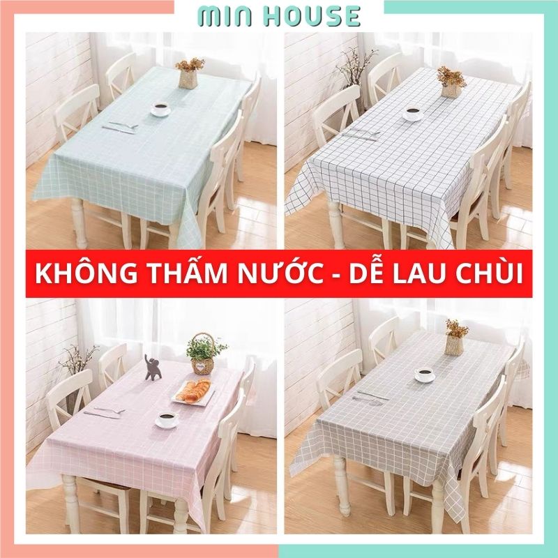 Khăn trải bàn vintage 90x137cm kẻ caro dùng trải bàn ăn, bàn học không thấm nước