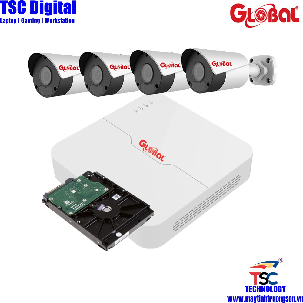 Camera Bộ Kit POE Đầu Ghi Hình + 4 Mắt Camera NVR-0104L-4/ TAG-I32L3-FP40 | Kèm Ổ Cứng Lưu Trữ 1000GB