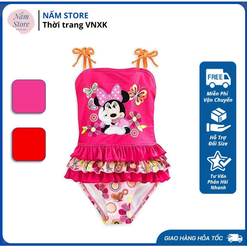 Bộ Bơi Liền Thân MINNIE MOUSE Đáng Yêu Cho Bé Gái 4- 6 Tuổi (Hồng/ Đỏ) - HÀNG DƯ XỊN CỦA DISNEY
