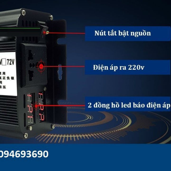 Bộ kích điện inverter sin chuẩn 12V-220V-3000w