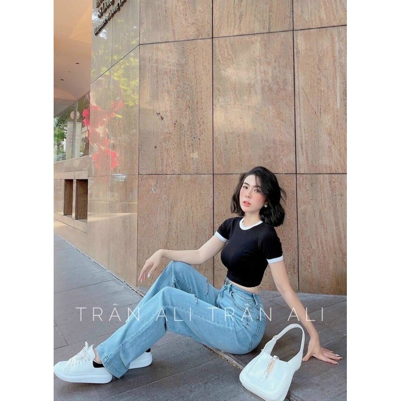 Áo croptop trơn phối viền siêu cute - A0NB5T
