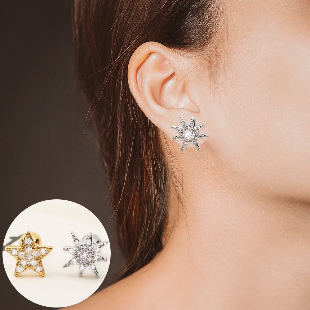 Khuyên Xỏ Cơ Thể Bằng Thép Không Gỉ Đính Đá Zircon 44 Kiểu Thời Trang