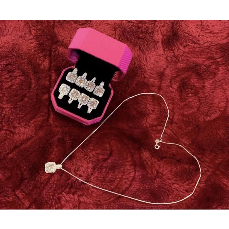 DÂY CHUYỀN SỢI MỲ TRƠN MẶT ĐÁ VUÔNG HOT TREND- CHẤT LIỆU BẠC