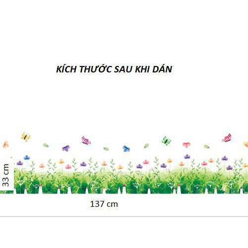 Decal dán trang trí Chân tường ⚡ FREESHIP ⚡ hoa cỏ xanh 2 - PVC vinyl dài 137 cm