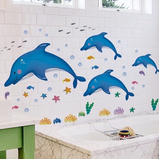 Decal Dán Tường Mẫu Cá Heo cho bé xinh xắn ( kt sau dán 1m4*1m1)