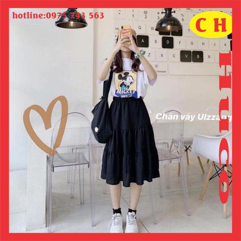 chân váy nữ vintage hàn quốc chuẩn ảnh hai màu🦋đầm tiểu thư chân váy ba tầng dáng dài hàng hai lớp freesize giá rẻ nhất