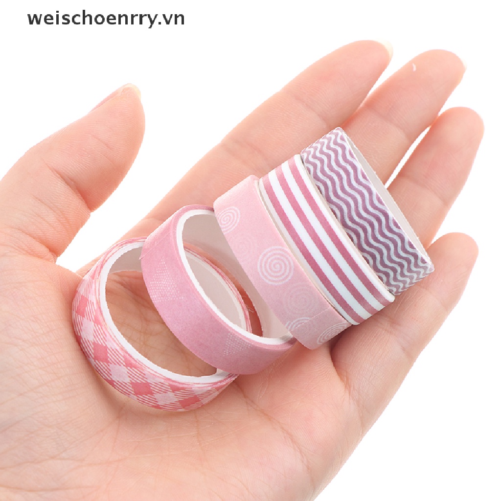 【WW】 5Rolls/box Solid Color  Tape Set Masking Tape Scrapbooking Adhesive Tape .