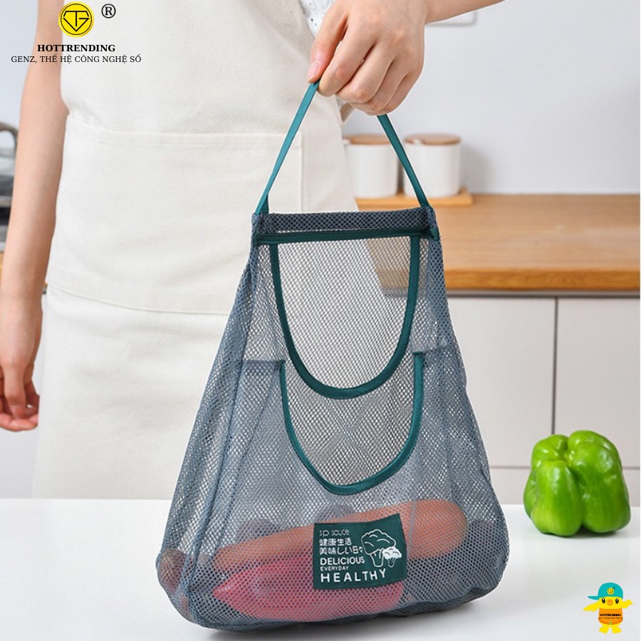 Túi lưới đựng hành tỏi rau củ quả đồ khô treo tường chống ẩm mốc tiện ích nhà bếp
