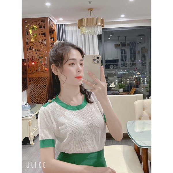 ÁO LEN CÚC VAI HOẠ TIẾT DỆT CHÌM