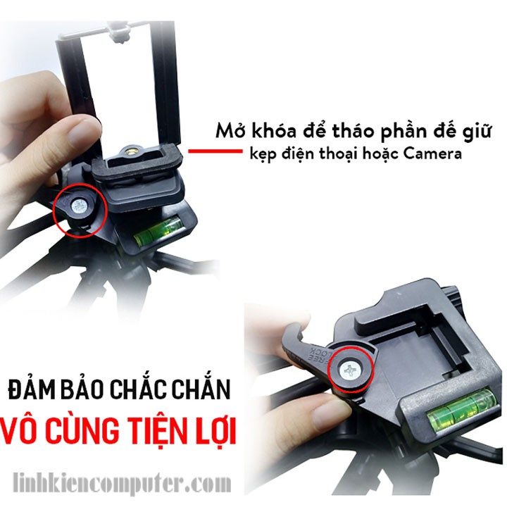Chân đế Tripod cho điện thoại và máy ảnh 3366 cao cấp - Chân giá đỡ máy ảnh/ điện thoại Tripod 3366 cao 150cm