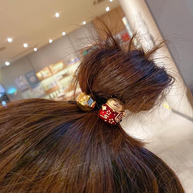 Dây buộc tóc đuôi ngựa họa tiết may mắn đơn giản