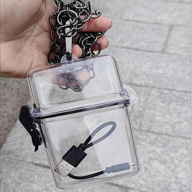 Plastic Transparent Bag Jewelry for Men and Women New Punk European and American Hip-hop Hard Shell Waterproof Earphone Jewelry Storage Bag DIY Personalized Fashion Messenger Bag