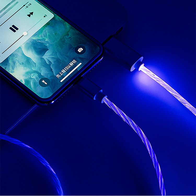 Cáp sạc nhanh 2.8A dài 1m nhựa TPE đèn LED cổng usb hợp kim dành cho các máy samsung, iphone iL13 Xanh