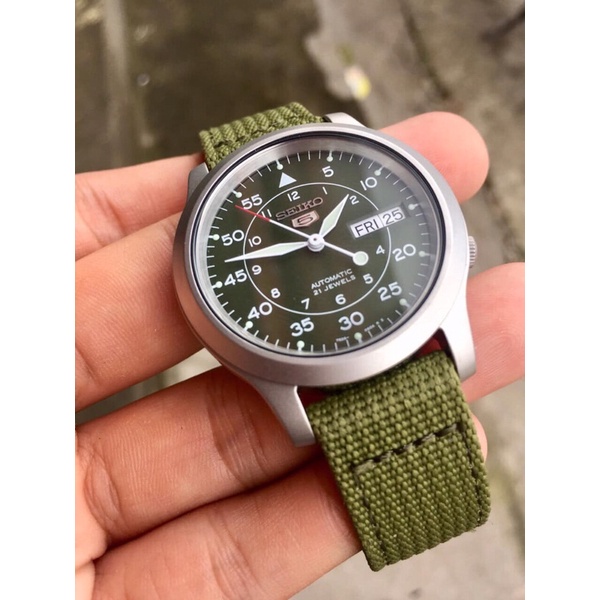 Đồng hồ nam Seiko quân đội cơ automatic bản 37mm, màu xanh lá , vàng cát , xanh tím than