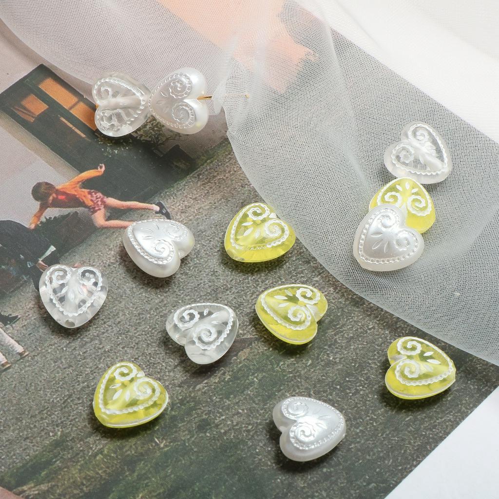 Set 10 Hạt Xỏ Lỗ Hình Trái Tim Nhiều Màu Sắc 11mm Dùng Để Làm Đồ Trang Sức Thủ Công