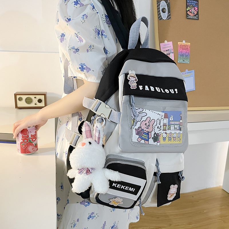 Balo học sinh sinh viên ulzzang màu sắc dễ thương kiểu hộp phong cách unisex nam nữ 1609