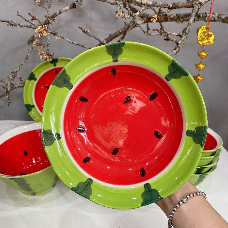 🍉Set bát đĩa dưa hấu kute tách lẻ🍉