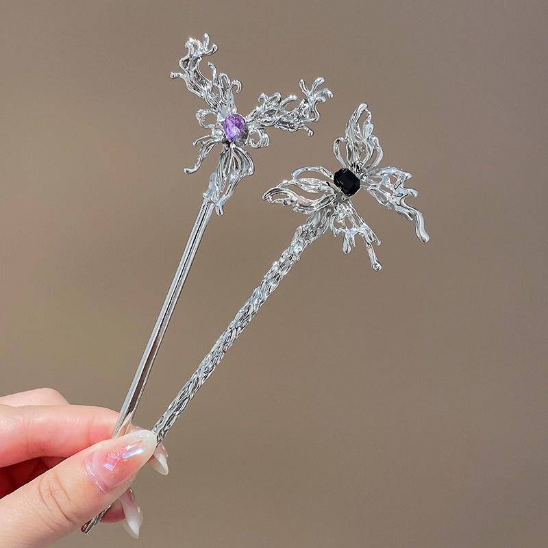 Kẹp Tóc Hình Bướm Bằng Kim Loại Phong Cách Retro Hàn Quốc