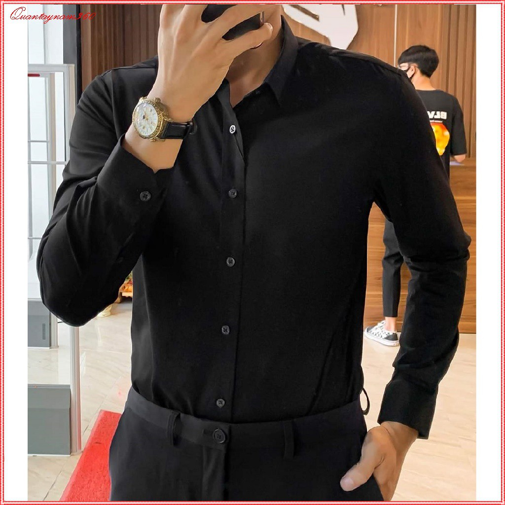 Áo sơ mi nam nữ dài tay Unisex Basic màu trắng và đen sơ mi lụa học sinh mịn mát form rộng suông | WebRaoVat - webraovat.net.vn