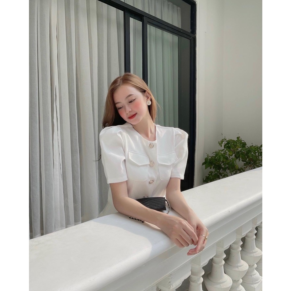 SET ÁO CROPTOP 2 lớp có tay KÈM Chân váy có lót quần , size SML, hàng sẵn mặc Tết, (SET NUNNA)