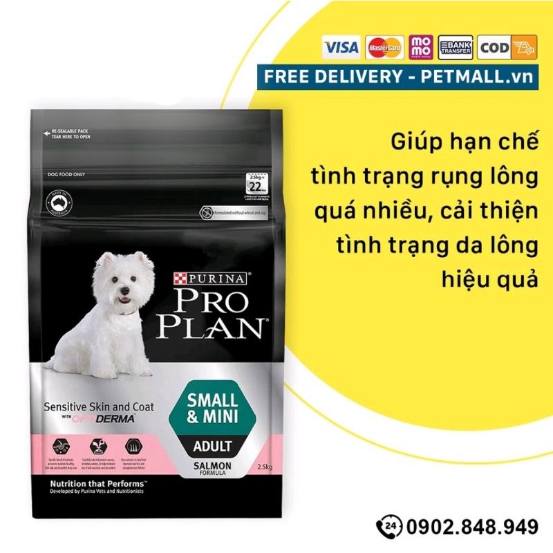 Thức ăn chó Purina PRO PLAN Sensitive Skin Coat 2.5kg - Dành cho da nhạy cảm dễ dị ứng