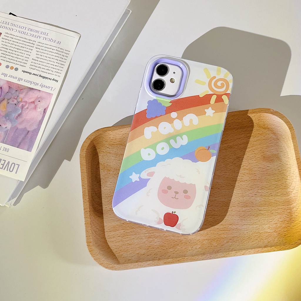 Ốp Điện Thoại TPU Silicon Mềm Chống Sốc 3 Trong 1 in Hình Cừu Hoạt Hình Cho iPhone 13 12 11 Pro Max XS XR 8 7 Plus