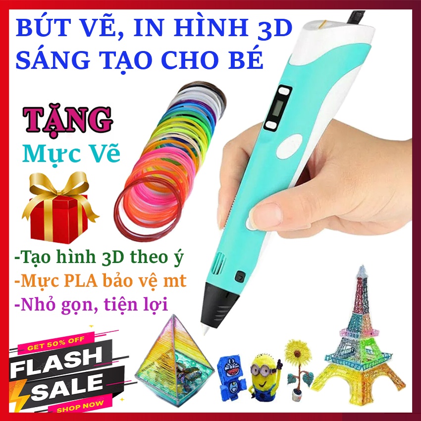 💥Phát Triển Tư Duy💥 Bút vẽ 3D tạo mô hình 3 chiều độc đáo, in hình 3D nhiều màu sắc cho bé thỏa sức sáng tạo