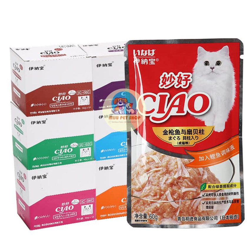 CIAO PATE dinh dưỡng thức ăn ướt gói 60gr thơm ngon bổ dưỡng cho các Mèo mọi lứa tuổi
