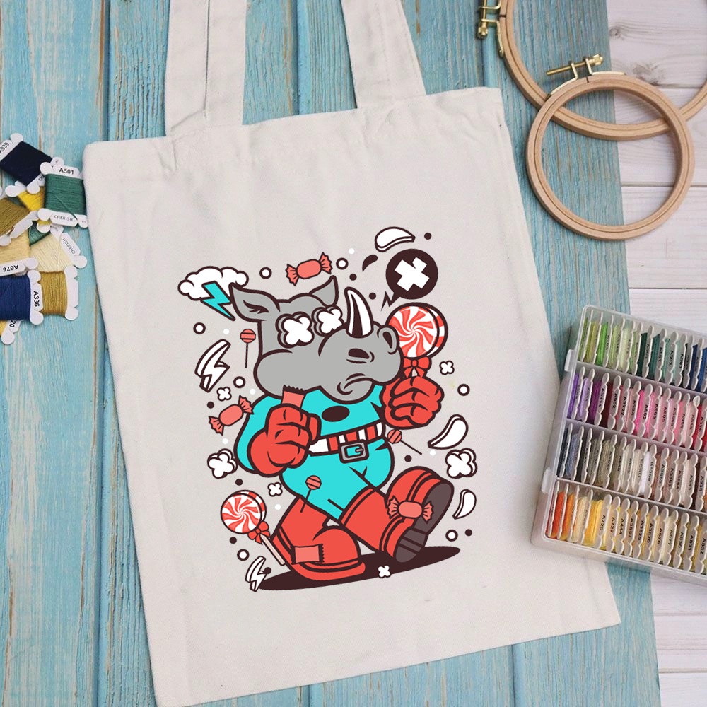 Túi vải túi Tote CARTOON DESIGN - Mẫu 7 vải canvas dày đẹp cho nữ có khóa miệng đi học đi chơi. In hình theo yêu cầu