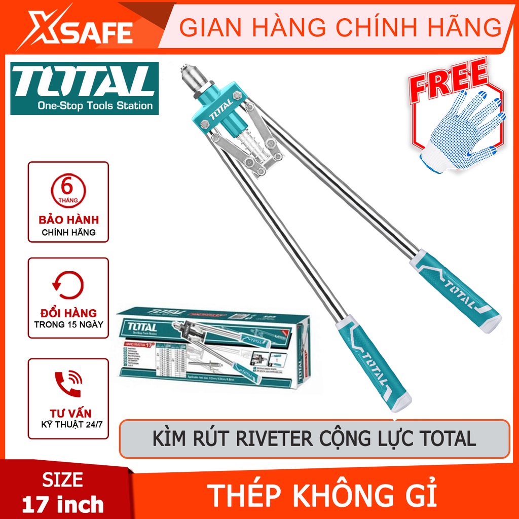 Kìm rút riveter cộng lực TOTAL THT32176 | kềm rút đinh tán kích thước của kìm 17&quot; ( 420 mm) kích thước áp dụng 3.2mm