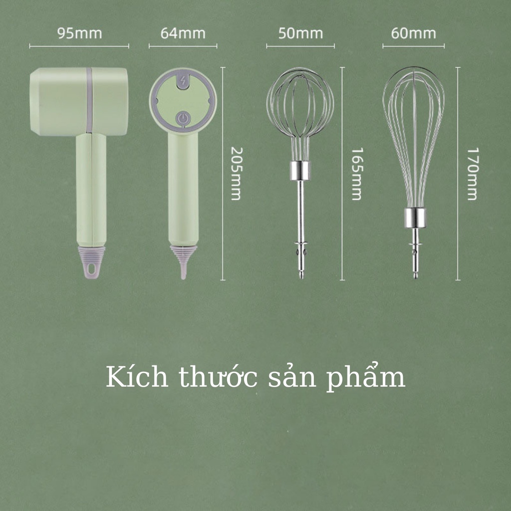 Máy đánh trứng cầm tay mini đa năng Ampheron đánh trứng siêu tiện lợi xay hành, tỏi, rau củ quả, thịt xạc điện MDT01