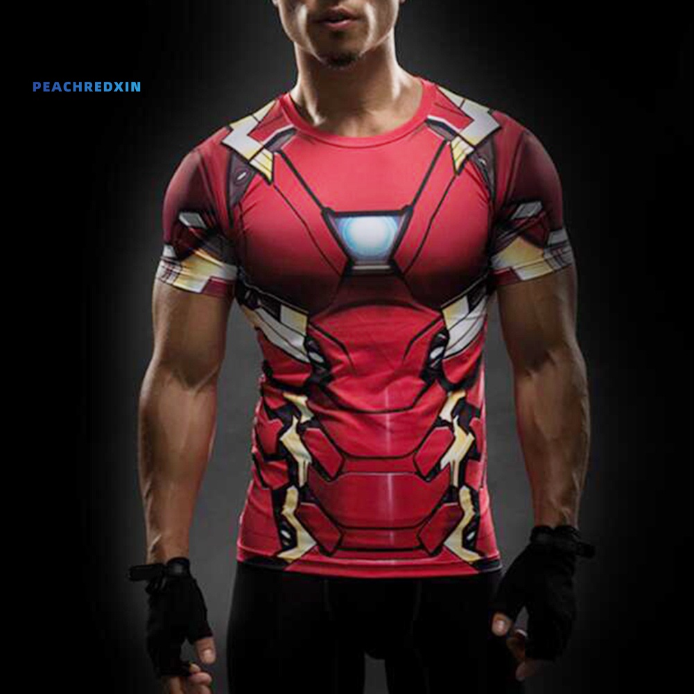 Áo thun ngắn tay plus size in hình Iron Man Captain America