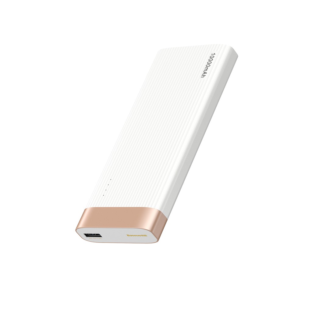 Pin sạc dự phòng 10.000mAh Baseus Parallel Line, hỗ trợ sạc nhanh 2.1A, 2 input (Micro USB + Type-C), LED báo pin