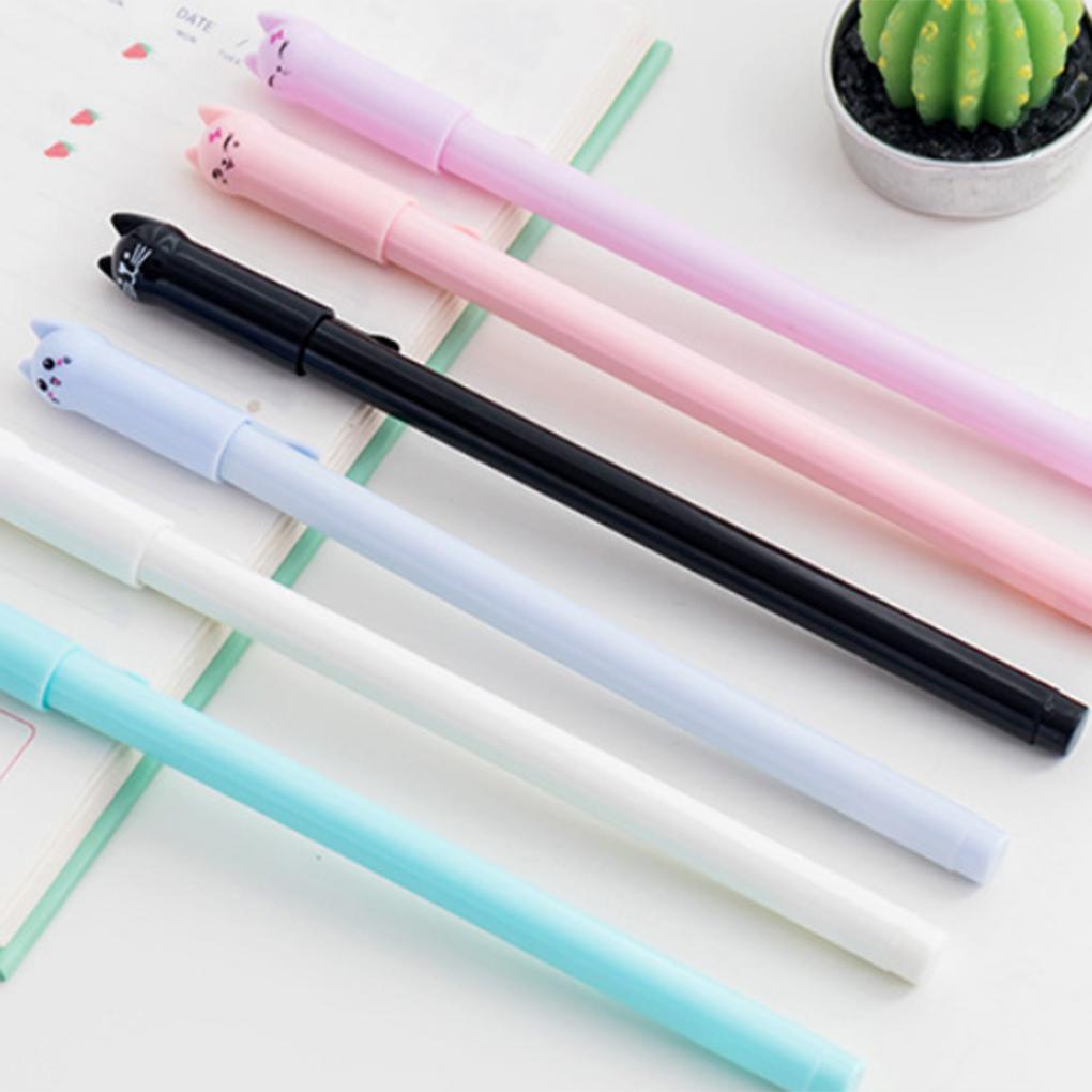 Bút Mực Gel Ngòi 0Mm In Hình Mèo Hoạt Hình Nhanh Khô Dành Cho Người Lớn