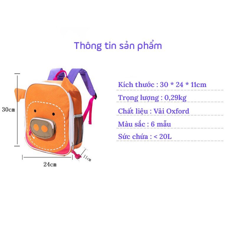 Balo Cho Bé 1989KIDS Từ 3 Đến 8 Tuổi Kích Thước 30 * 24 * 10cm,290gram Siêu Nhẹ,Dễ Thương