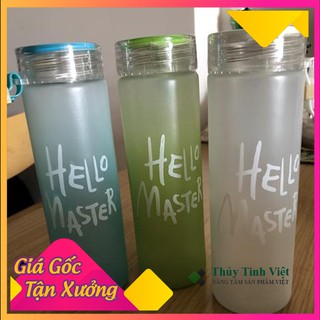 Combo 2 Bình ĐỰNG NƯỚC THỦY TINH in chữ HELLO MASTER