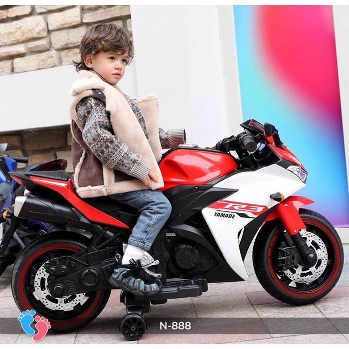 Xe máy moto điện trẻ em phân khối lớn tay ga, chân ga BABY PLAZA N888
