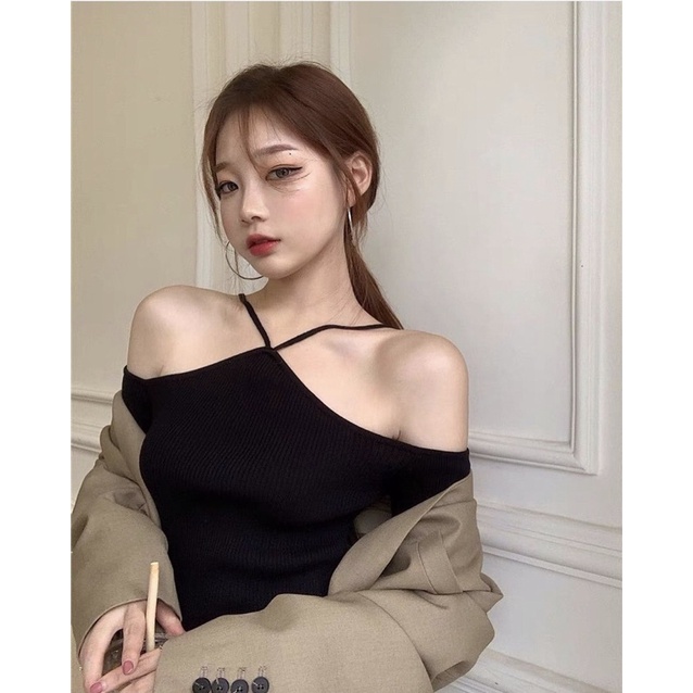 [ FREE SHIP]  Áo Trễ Vai Cổ Yếm Thời Trang Quyến Rũ