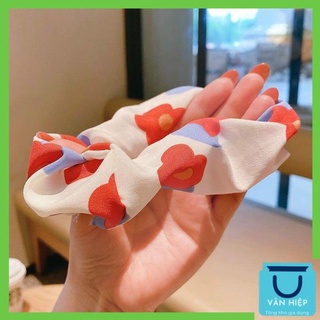 Dây buộc tóc scrunchies, dây cột tóc chun buộc tóc nữ họa tiết hoa quả dễ thương Hàn Quốc
