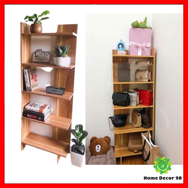 Kệ góc gỗ ép MDF 5 tầng cao cấp phủ Melamine chống xước, chống ẩm sử dụng trang trí,để sách đa năng