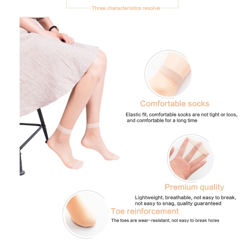 XIXI Set 10 đôi vớ cổ cao siêu mỏng thời trang mùa hè cho nữ<br />