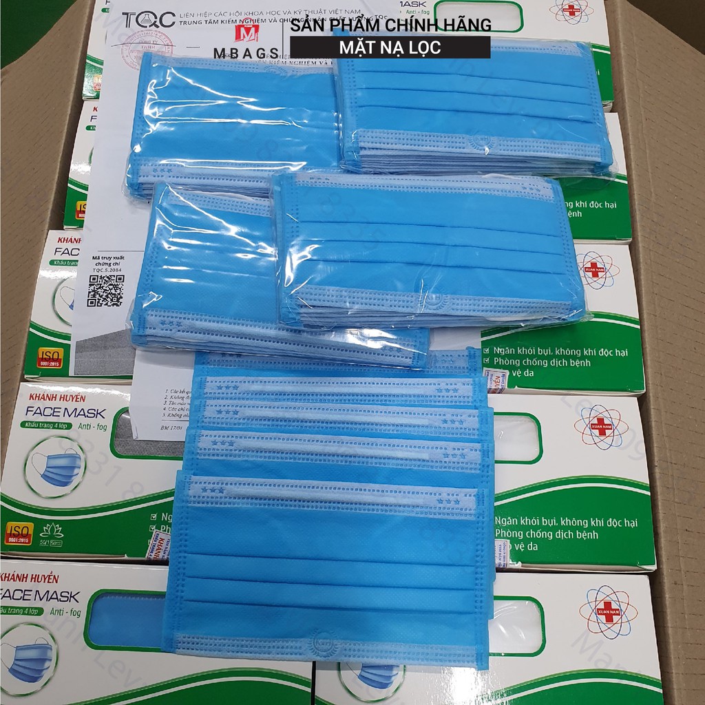 Hộp khẩu trang kháng khuẩn KHÁNH HUYỀN 4 lớp ( 50 chiếc) - Lọc bụi, kháng khuẩn tiêu chuẩn bộ Y Tế | BigBuy360 - bigbuy360.vn