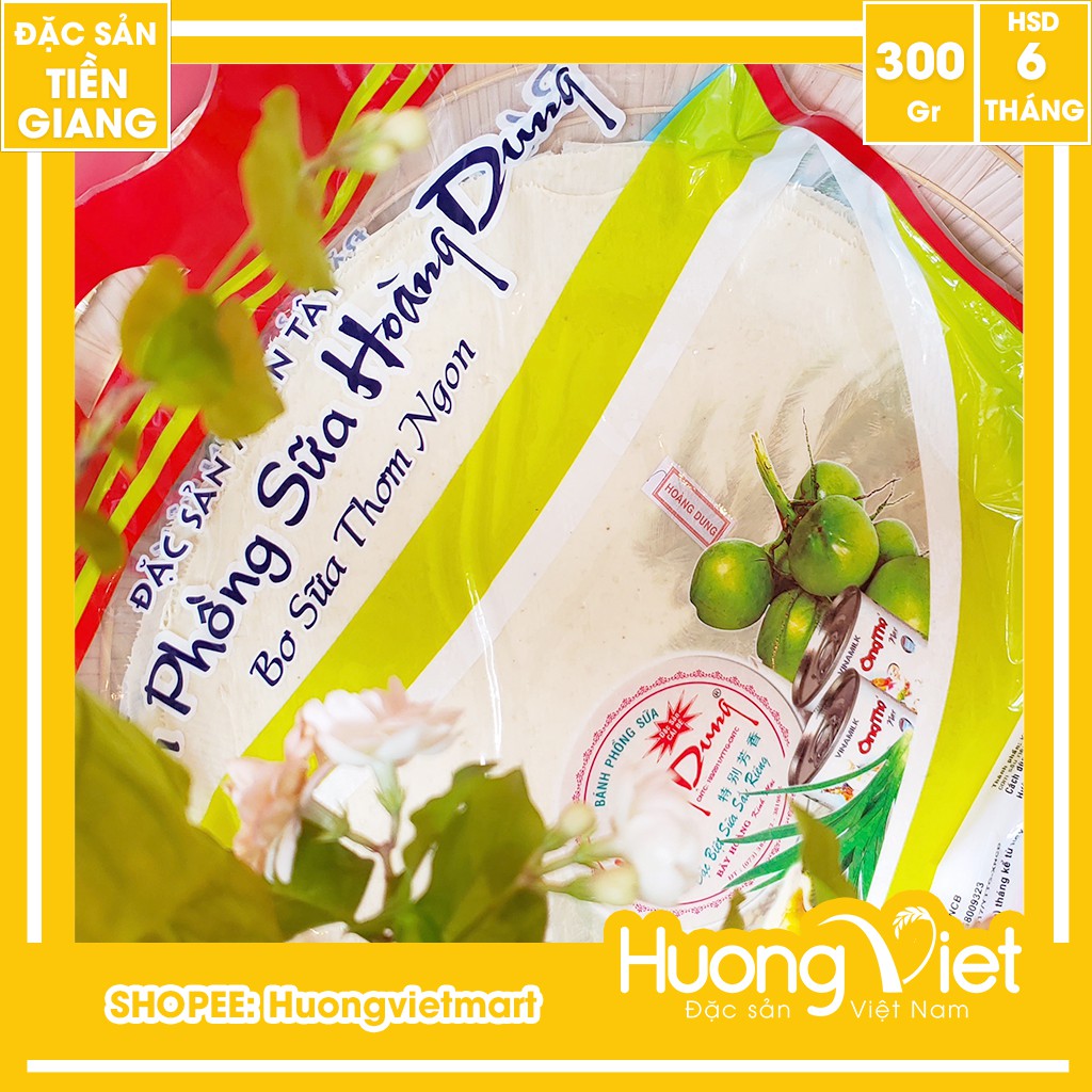 Bánh tráng sữa Hoàng Dung 250g, bánh tráng sữa sầu riêng đặc biệt, bánh phồng sữa miền tây [TÚI 7 BÁNH]