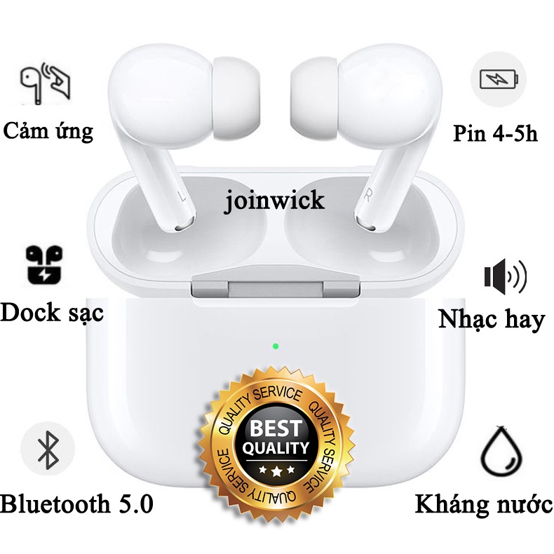 Tai nghe Bluetooth AP Pro thế hệ Pro cao cấp – Chống ồn, Âm thanh hay, cảm ứng đa điểm, đổi tên, sạc không dây