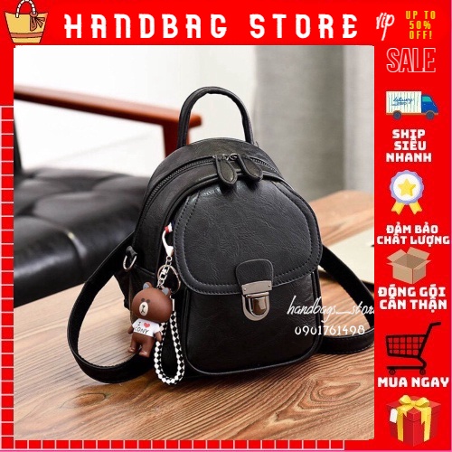 ❤️𝙁𝙍𝙀𝙀𝙎𝙃𝙄𝙋❤️ Balo nữ da trơn tặng gấu thời trang PL 287 shop handbags_store sỉ toàn quốc