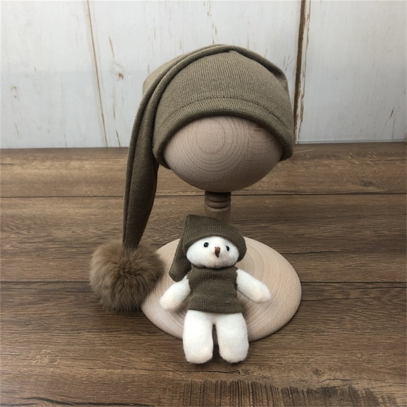 Bộ 3 Món Áo Liền Quần Tay Dài + Nón + Bóng Lông Cho Bé Sơ Sinh Chụp Ảnh